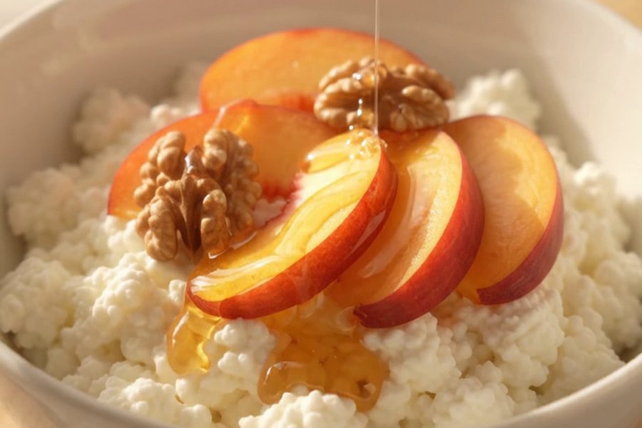 Cottage Cheese with Peach & Honey